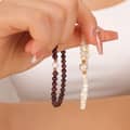 Natural Stone Handmade Beaded Stainless Steel Pearl Bracelet, 18K Waterproof 3
