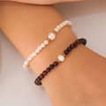 Natural Stone Handmade Beaded Stainless Steel Pearl Bracelet, 18K Waterproof 4