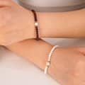 Natural Stone Handmade Beaded Stainless Steel Pearl Bracelet, 18K Waterproof 5
