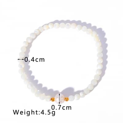 Natural Stone Handmade Beaded Stainless Steel Pearl Bracelet, 18K Waterproof detail 6