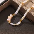 New Style Beaded Necklace Freshwater Pearl Waterproof Titanium Steel Shell Beads 2
