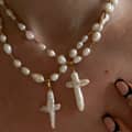 Creative Cross Pearl Necklace Baroque Pearl Stainless Steel Beads Pendant Party Gift 1