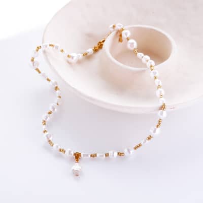 Creative Cross Pearl Necklace Baroque Pearl Stainless Steel Beads Pendant Party Gift detail 5