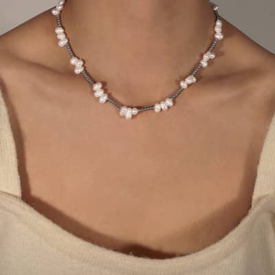 Beaded Necklace Waterproof Titanium Steel Freshwater Pearl New Style detail 2