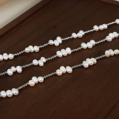 Beaded Necklace Waterproof Titanium Steel Freshwater Pearl New Style detail 3