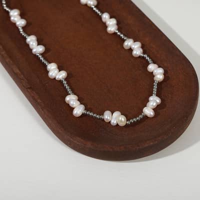 Beaded Necklace Waterproof Titanium Steel Freshwater Pearl New Style detail 5
