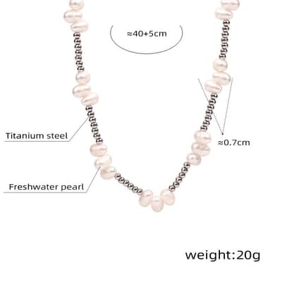 Beaded Necklace Waterproof Titanium Steel Freshwater Pearl New Style detail 6