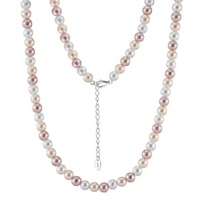Delicate Trendy Shell Pearl Necklace Summer Beach 925 Silver Mixed Pearls Choker detail 1