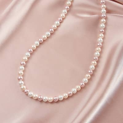 Delicate Trendy Shell Pearl Necklace Summer Beach 925 Silver Mixed Pearls Choker detail 3