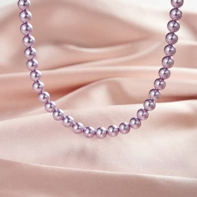 925 Sterling Silver Shell Pearl Necklace 6mm Perfect Round Deep Purple Pearl detail 2