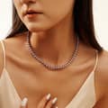 Elegant Purple Pearl Necklace 6mm Round Shape 925 Sterling Silver 3