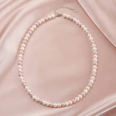 Graceful Handmade Pearl Necklace Mixed Multicolor Shell Pearl detail 3