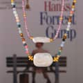 Colorful Natural Stone Stainless Steel Pearl Pendant Necklace Handmade Beads 2