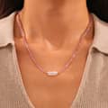 Colorful Natural Stone Stainless Steel Pearl Pendant Necklace Handmade Beads 3