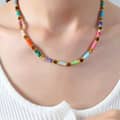 Bohemian Natural Stone Stainless Steel Necklace Colorful Handmade Beaded 5