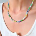 Bohemian Natural Stone Stainless Steel Necklace Colorful Handmade Beaded 6