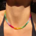 Natural Stone Stainless Steel Waterproof Rainbow Beads Necklace Jewelry Tags With Logo 3