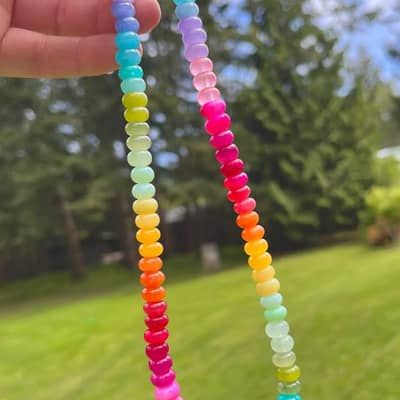 Natural Stone Stainless Steel Waterproof Rainbow Beads Necklace Jewelry Tags With Logo detail 5