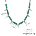 Beaded Necklace Green Natural Stone Waterproof Titanium Steel Freshwater New Style 4