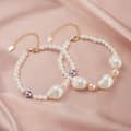 Vintage Princess Handmade Beaded Bracelet, Natural Baroque Freshwater Pearl Charms 2