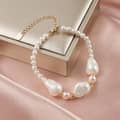 Natural Baroque Freshwater Bracelet Pearls Adjustable Silver 925 Chain, White Pink Pearl 1