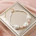 Natural Baroque Freshwater Bracelet Pearls Adjustable Silver 925 Chain, White Pink Pearl 3