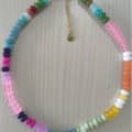 Stainless Steel Waterproof Natural Stone Rainbow Beads Necklace Jewelry Tags With Logo 4