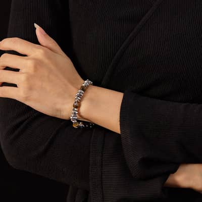Three-Dimensional Natural Stone Stainless Steel Handmade Beaded Bracelet detail 4