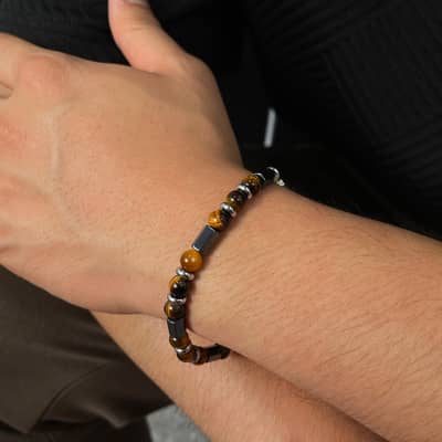 Tiger Eye Stone Stainless Steel Handmade Beaded Bracelet detail 5