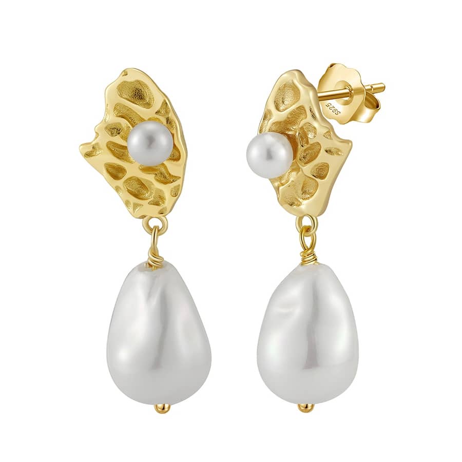 Fashion Freshwater Pearl Irregular Gold Plated Baroque Pearl Earrings - main