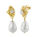 Fashion Freshwater Pearl Irregular Gold Plated Baroque Pearl Earrings 1