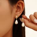 Fashion Freshwater Pearl Irregular Gold Plated Baroque Pearl Earrings 2