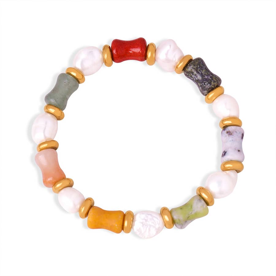 Vintage Natural Stone Freshwater Pearl Handmade Beads Bracelet - main