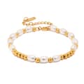 18K Gold Glass Pearl Beads Stainless Steel Bracelet 1
