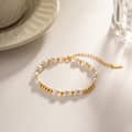18K Gold Glass Pearl Beads Stainless Steel Bracelet 2