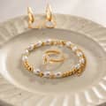 18K Gold Glass Pearl Beads Stainless Steel Bracelet 3