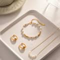 18K Gold Glass Pearl Beads Stainless Steel Bracelet 4