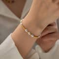 18K Gold Glass Pearl Beads Stainless Steel Bracelet 5