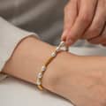 18K Gold Glass Pearl Beads Stainless Steel Bracelet 6