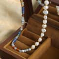 Natural Stone Necklace Freshwater Pearl Waterproof Titanium Steel Bead New Gift 2