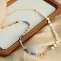 Natural Stone Necklace Freshwater Pearl Waterproof Titanium Steel Bead New Gift 4