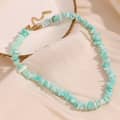 Creative Design Natural Crushed Stone Irregular Beads Necklace Green Stone Handmade Choker Party Jewelry 1
