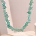 Creative Design Natural Crushed Stone Irregular Beads Necklace Green Stone Handmade Choker Party Jewelry 2