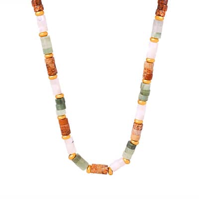 Natural Stone Beaded Necklace Waterproof Titanium Steel Bead New Style Gift detail 1