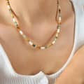 Natural Stone Beaded Necklace Waterproof Titanium Steel Bead New Style Gift 5