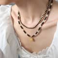 Agate Necklace Natural Stone Waterproof Titanium Steel Bead New Style Gift 1