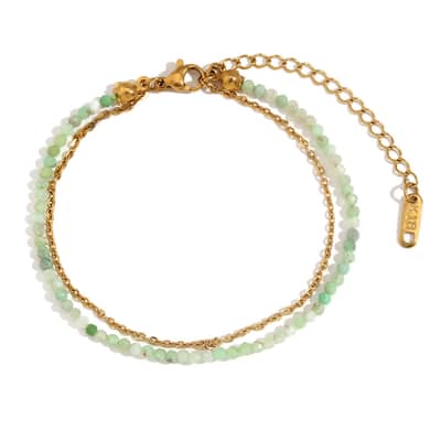 Natural Stone O-Chain Double Layer Stainless Steel Handmade Bracelet detail 1