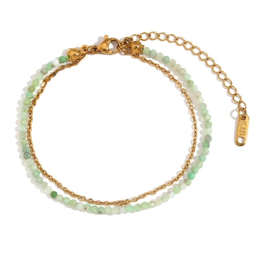 Natural Stone O-Chain Double Layer Stainless Steel Handmade Bracelet - main