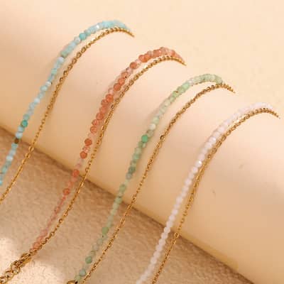 Natural Stone O-Chain Double Layer Stainless Steel Handmade Bracelet detail 4