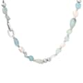 Natural Stone Freshwater Pearl Stainless Steel Necklace Handmade Beaded 1